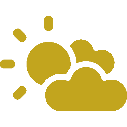 Gold icon of the sun and clouds representing weather and vineyard climate